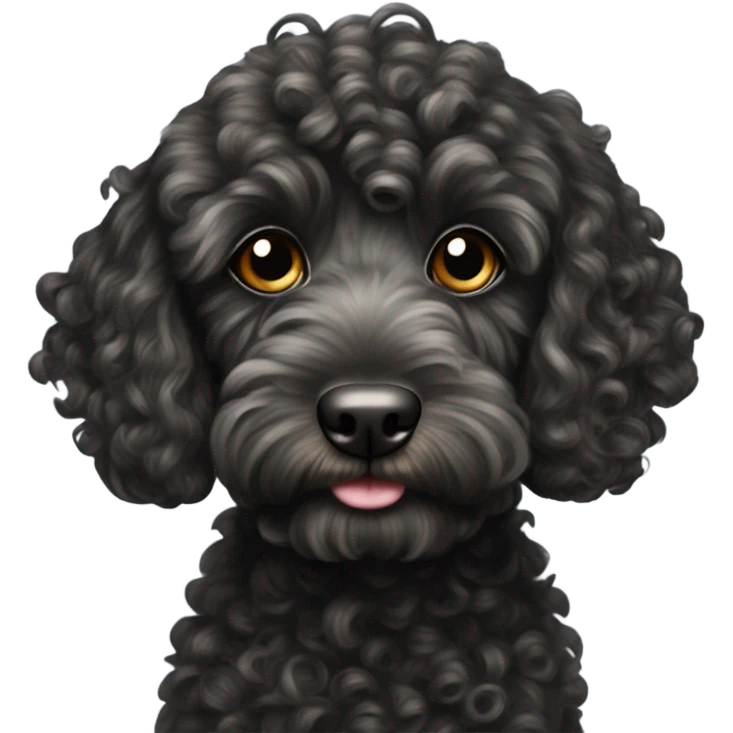 Black curly cockapoo with a wire stripe  emoji