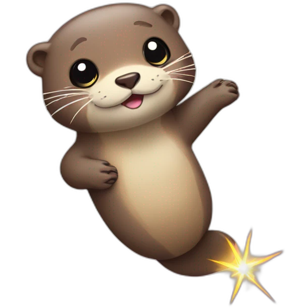 Otters with sparkles, holding hand emoji