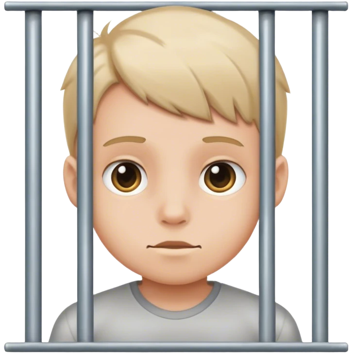 boy looking between bars' gate emoji