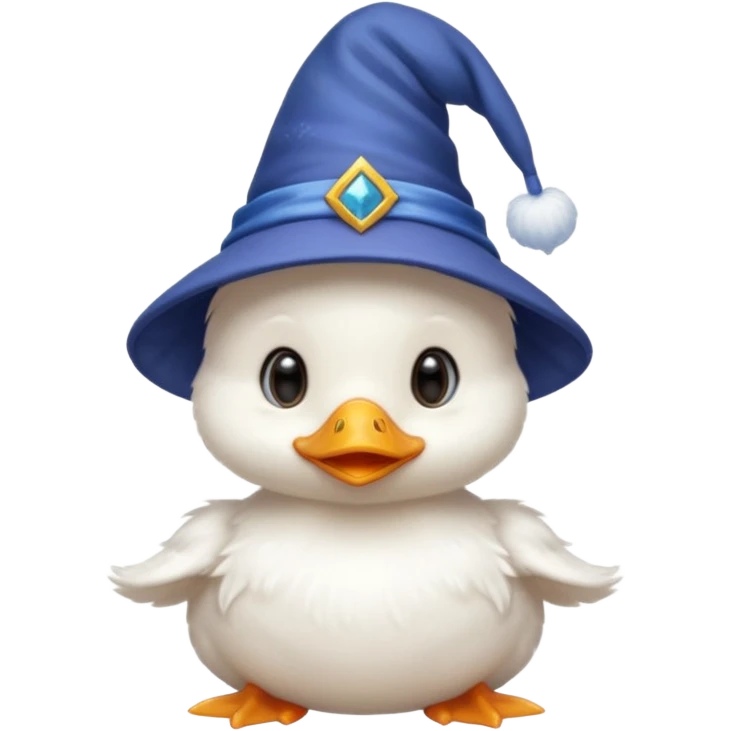 white baby duck with wizard hat
 emoji