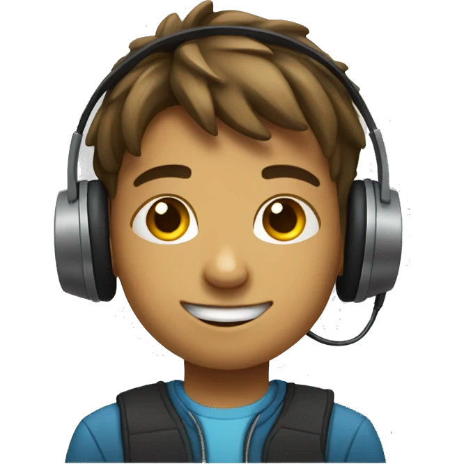 young programmer boy with headphones emoji