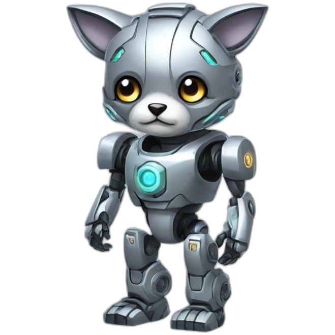 Cyber futuristic silver furry robot  emoji