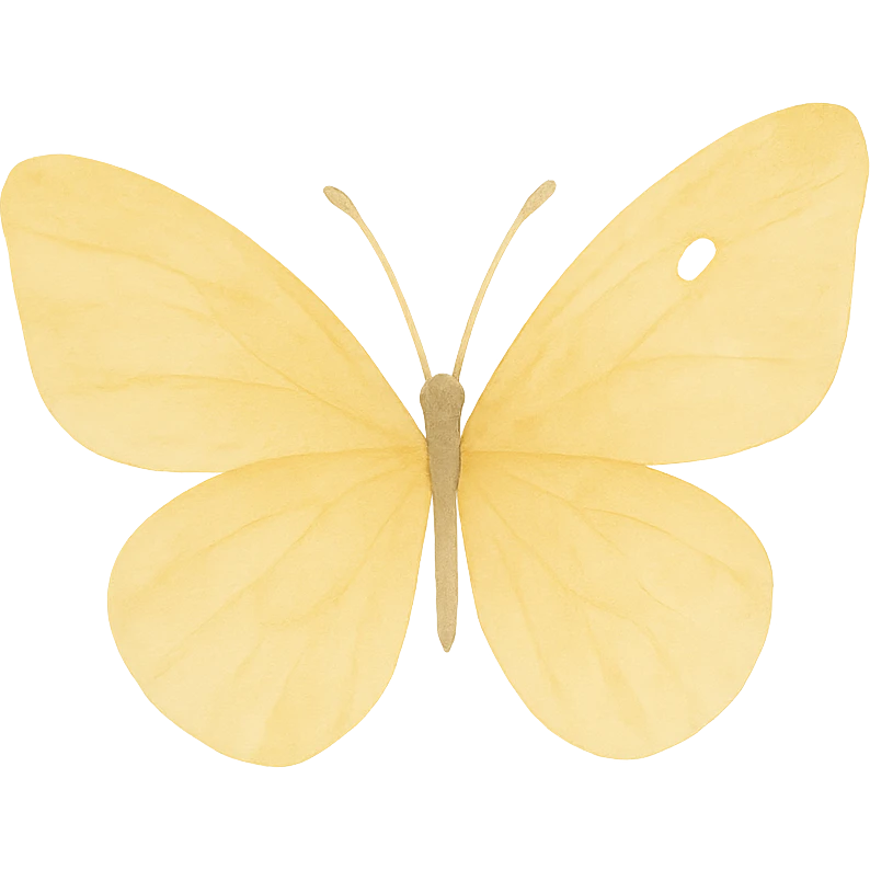 Remove the background, keep the yellow butterfly with shine, in watercolor art style, transparent background. emoji