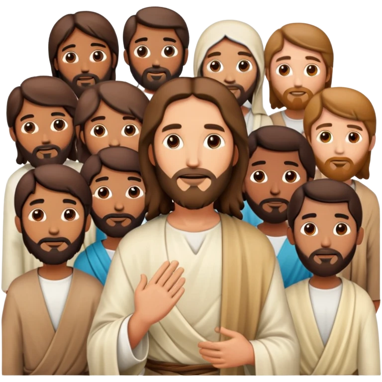 Jesus with his disciples and followers, a group of people gathered around Jesus emoji