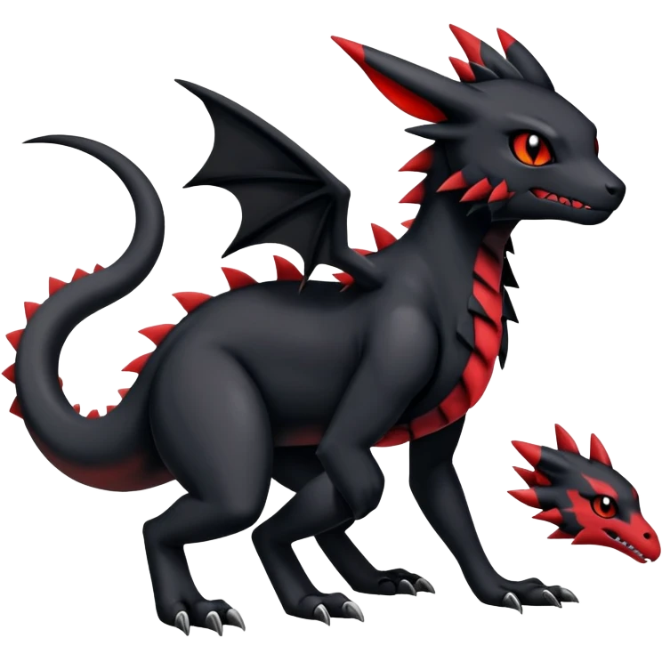 Gothic Edgy Badass Gloomy Cute Dark Guilmon-Salandit-Umbreon-Fakémon-hybrid-creature (full body)  emoji