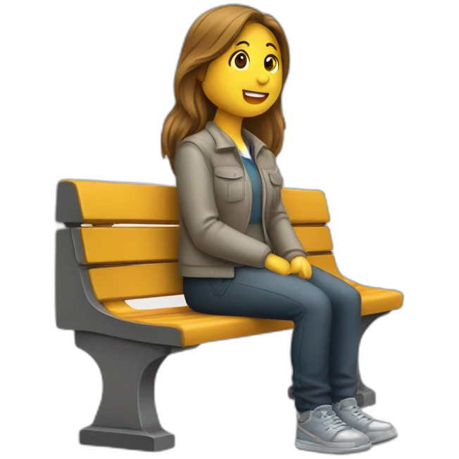 Assis sur un banc en train d'écouter avec un air sérieux emoji