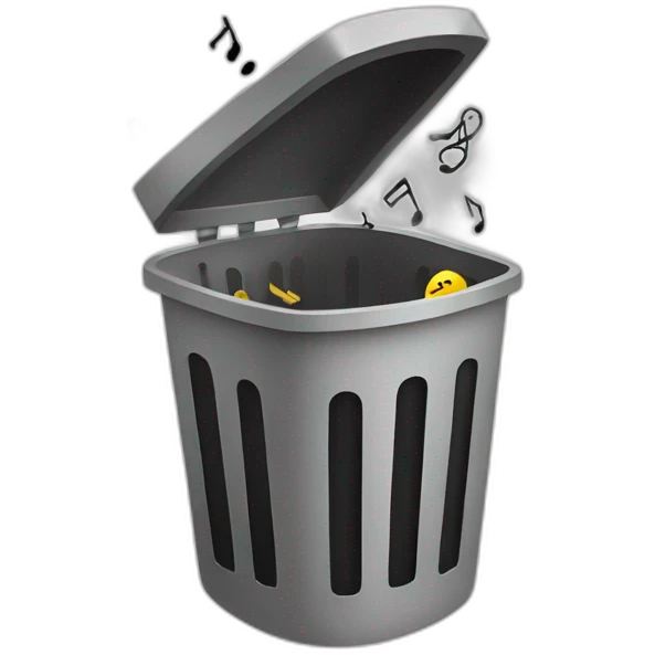 music notes in the trash bin emoji