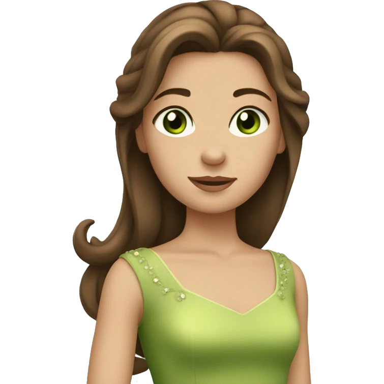 Princess with straight brown hair and green eyes emoji