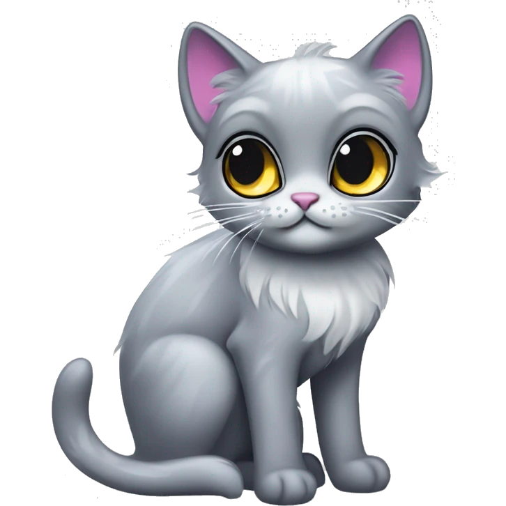 ethereal cute grey cat littlest pet shop lisa frank style emoji
