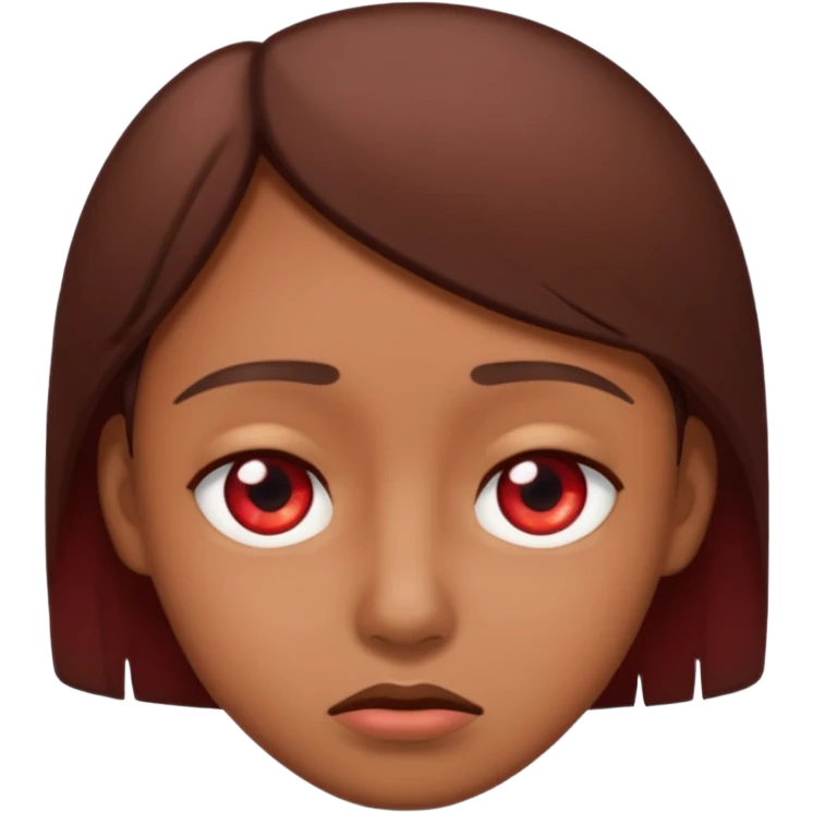 very tired with red-ish eyes. circle emoji brown skin tone emoji