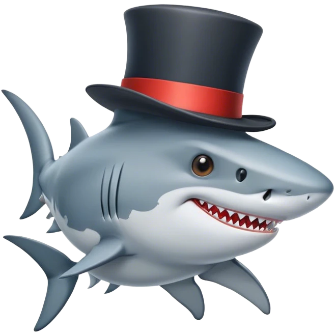 Shark with a top hat emoji