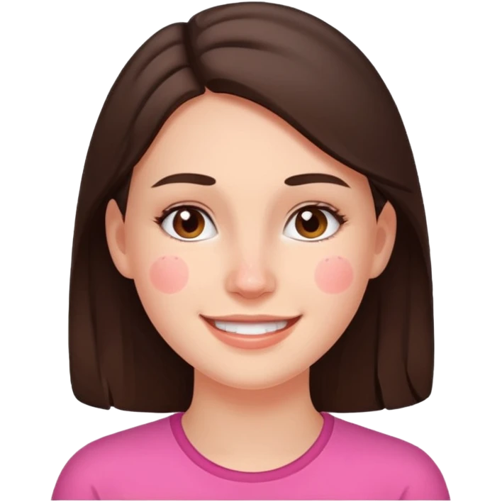 brunette with pimples on her cheek and forehead, still smiling emoji