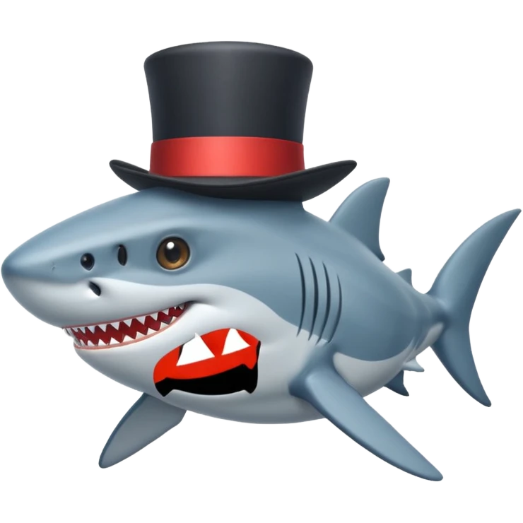 Shark with a top hat emoji