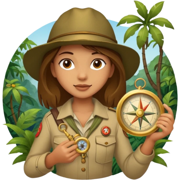 Girl + compass,Jungle Explorers. emoji