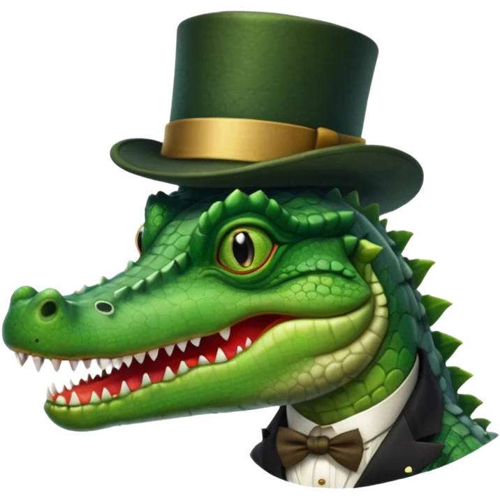 Crocodile with a top hat and monocle emoji