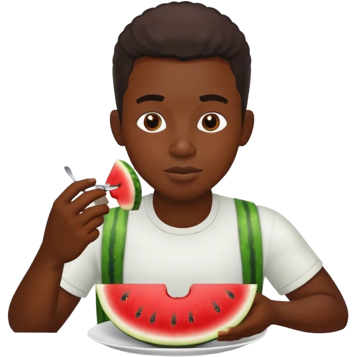 Black man eating watermelon and chicken emoji