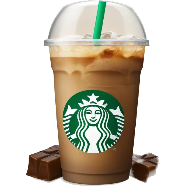 Starbuck ice coffee with ice cubes emoji