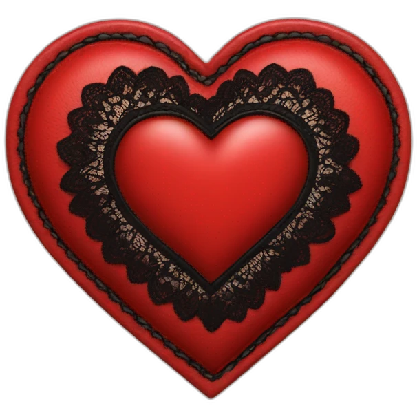 Red leather heart with black lace border emoji