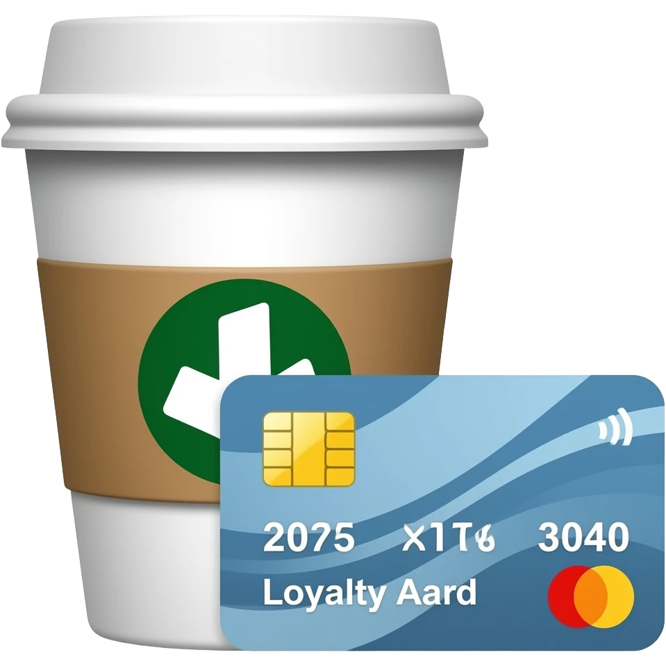 Coffee takeaway emoji with loyalty card emoji