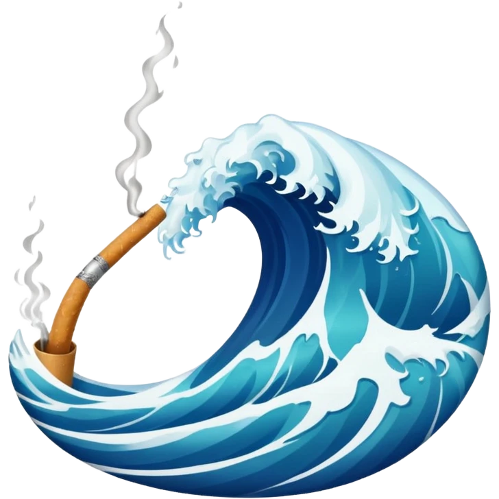 ocean wave smoking a cigarette emoji