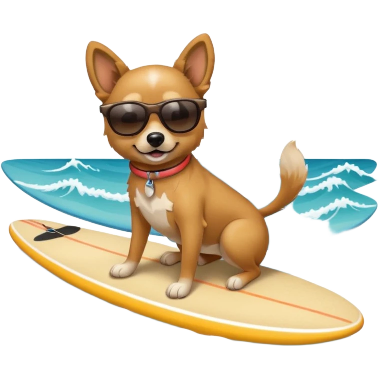 dog wearing sunglasses on a surfboard  emoji