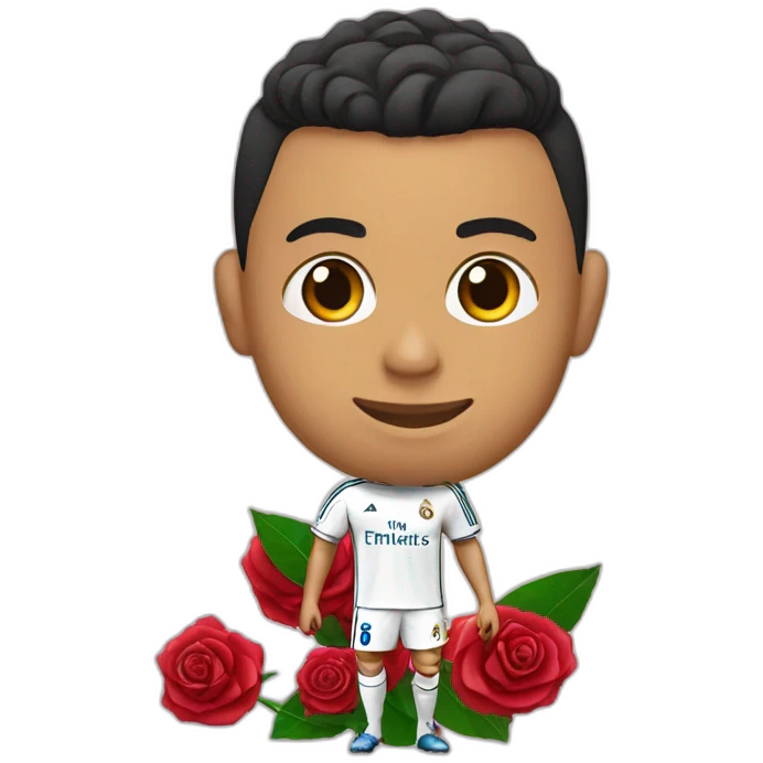 Ronaldo with real madrid shirt give a rose emoji