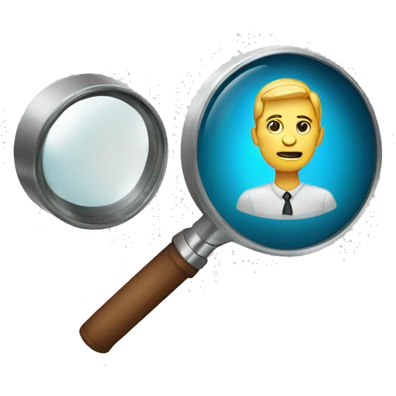 magnifying glass with a person avatar emoji