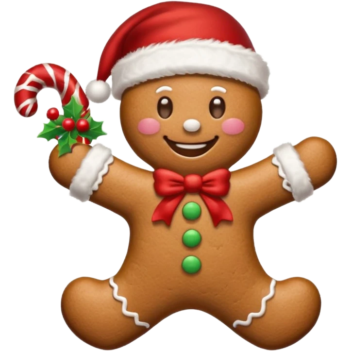 christmas gingerbread man with santa hat emoji