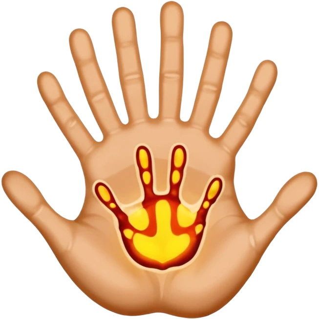 handprint with a glowing sign in the center emoji