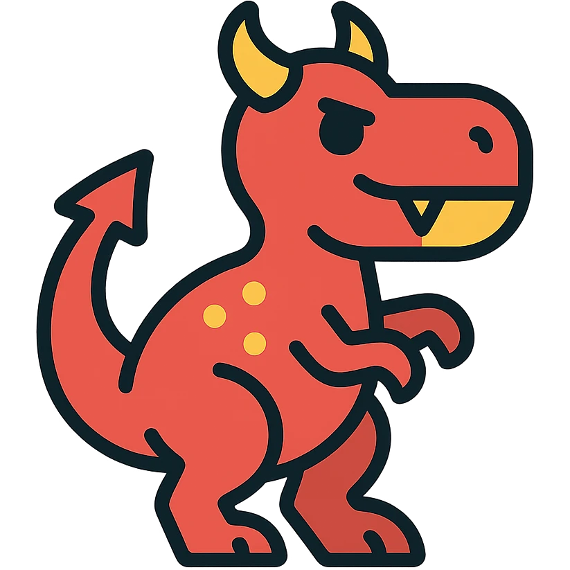color outline icon of a devil dinosaur emoji