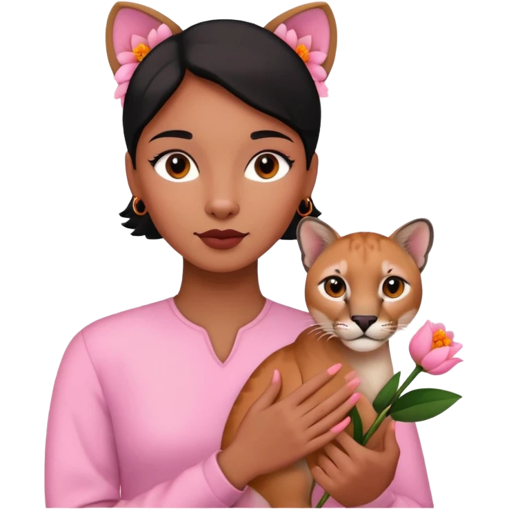 a flower in hand that holds the puma emoji