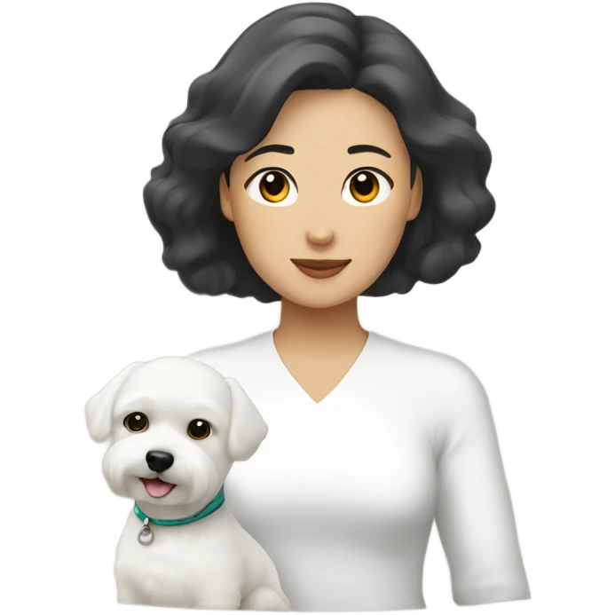 A white bichon & an Asian woman  emoji