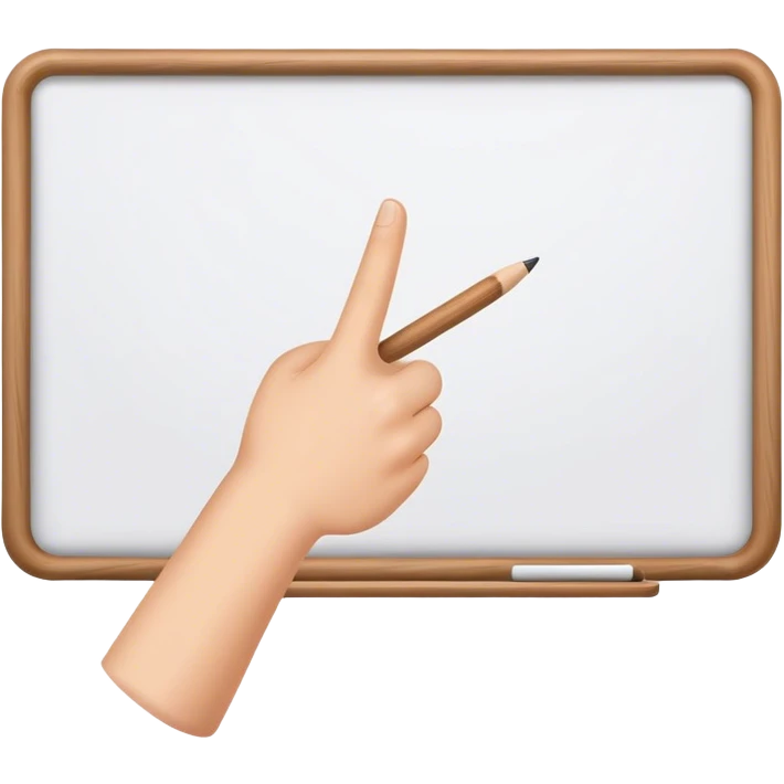 Hand holding Woodstick pointing whiteboard emoji