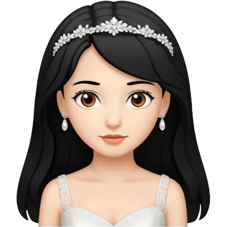 bride, black hair, brown eyes emoji