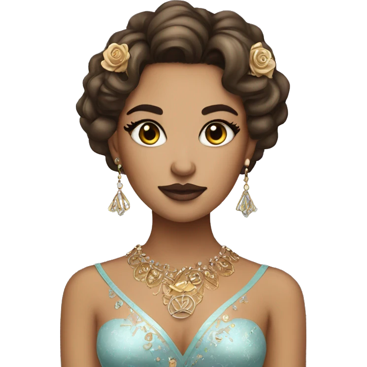 Create the zodiac sign leo as a brunette girl with elaborate makeup and dress that matches the zodiac sign  emoji