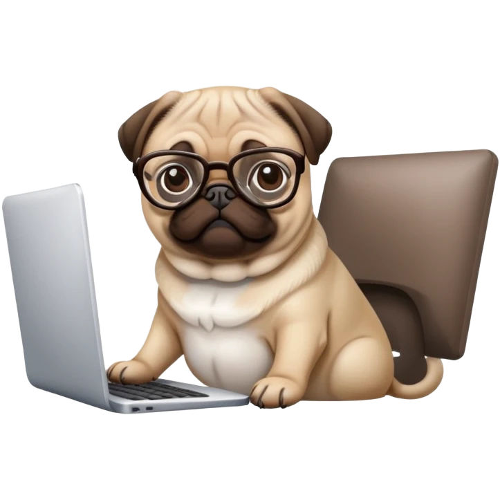 Pug with computer emoji