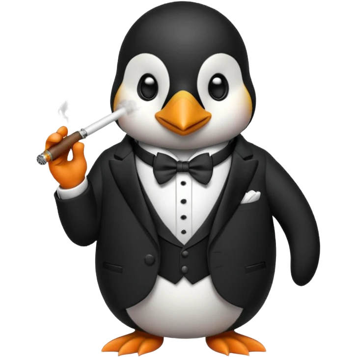 A penguin wearing a smoking emoji