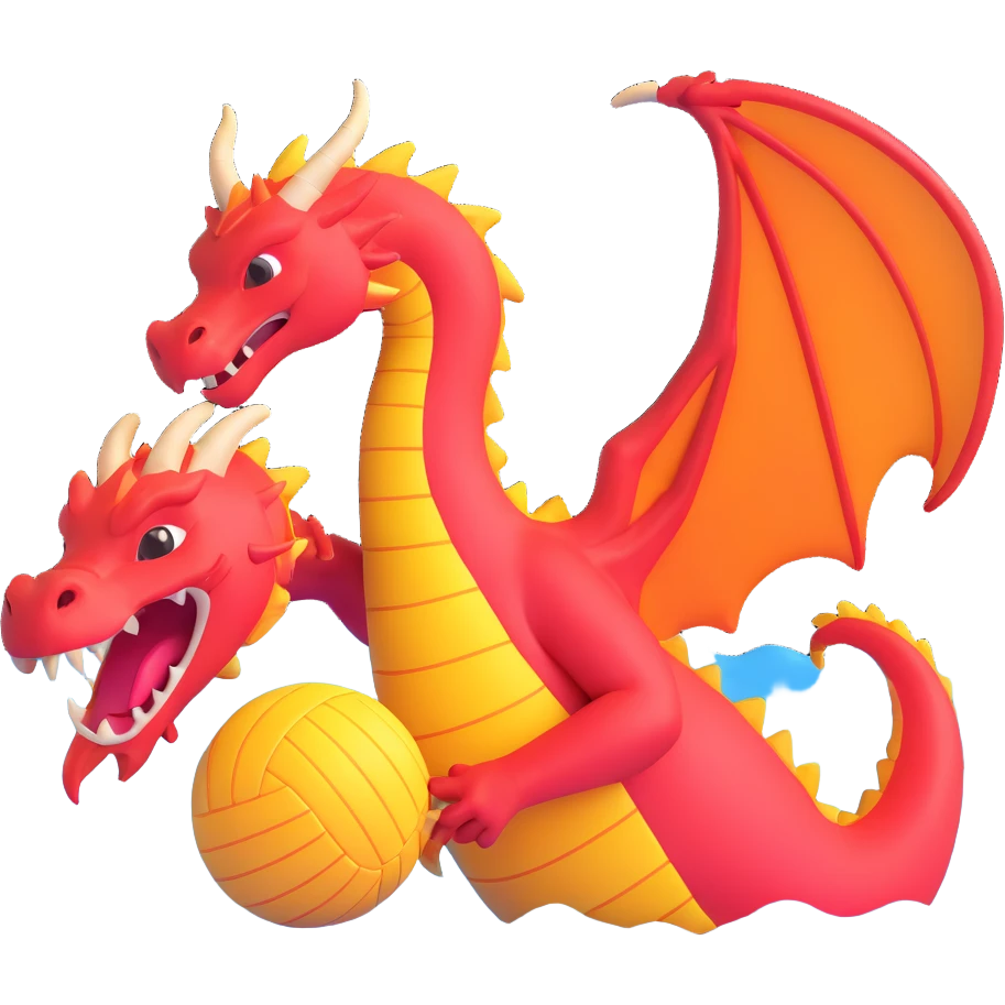 dragon playing water polo in a different pose, bright colors emoji