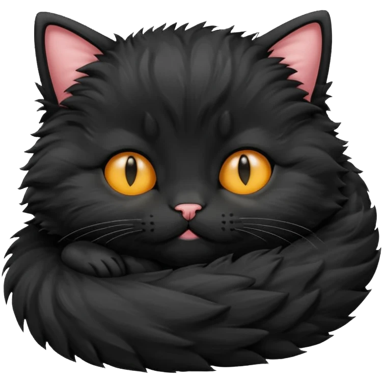 a black fluffy kitten sleeping emoji