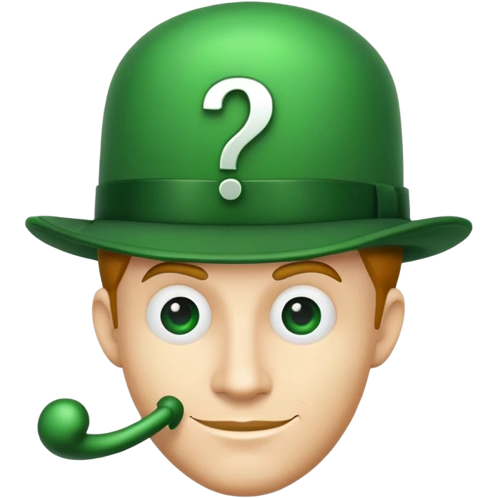 The Riddler icon with question mark symbol, bowler hat silhouette emoji