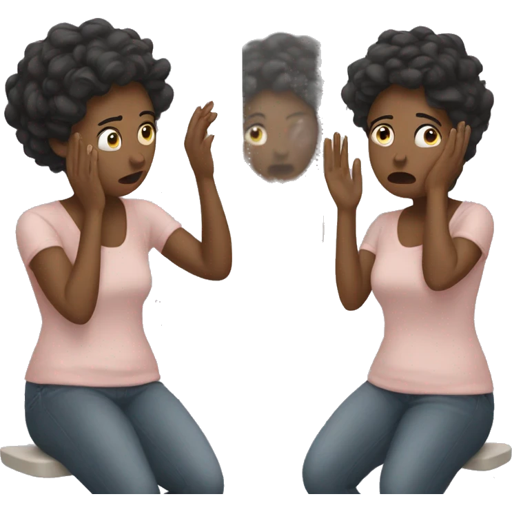 a woman who worries in the mirror emoji