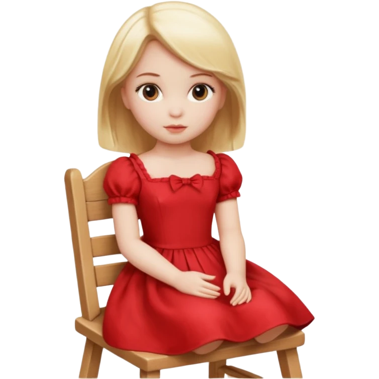 Blonde Doll wearing red Sitting On The Chair  emoji