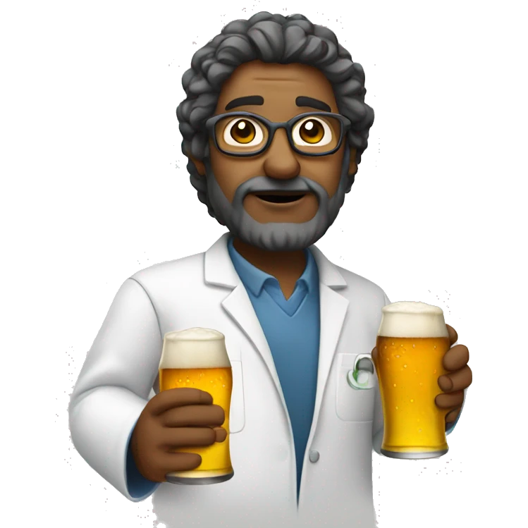 Scientist with a beer emoji