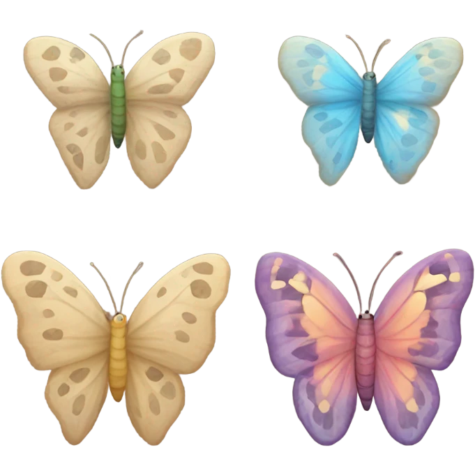 A caterpillar turning into a cocoon that turns into a butterfly - beige  emoji