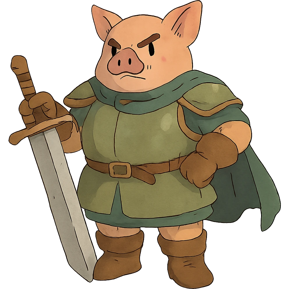 ghibli style pig warrior emoji