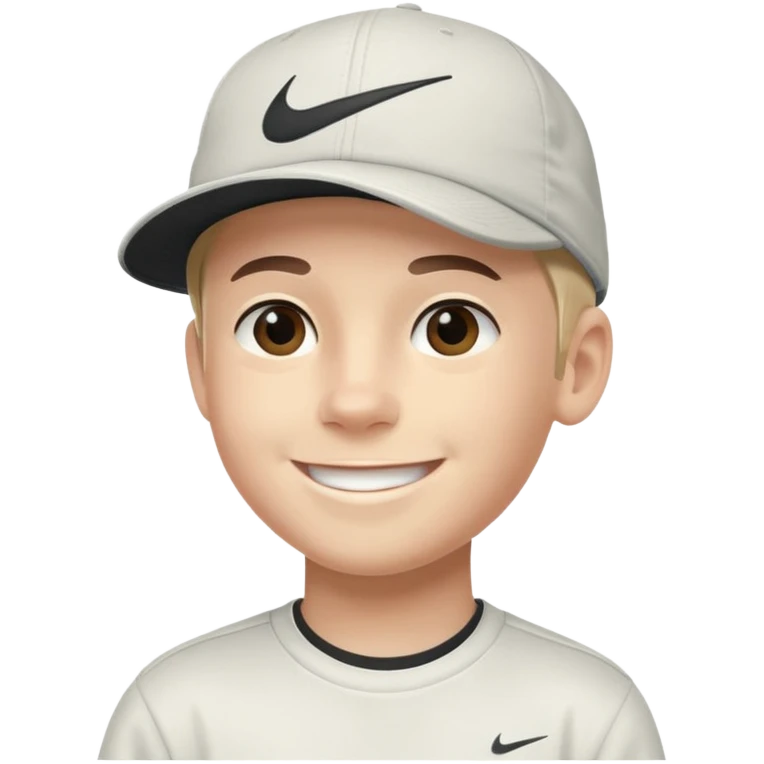 Quiero un emojis con una cara de niño con uno gorra de lado de Nike y sonriendo como los emojis de iPhone  emoji