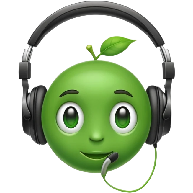 green pea wearing headphones emoji