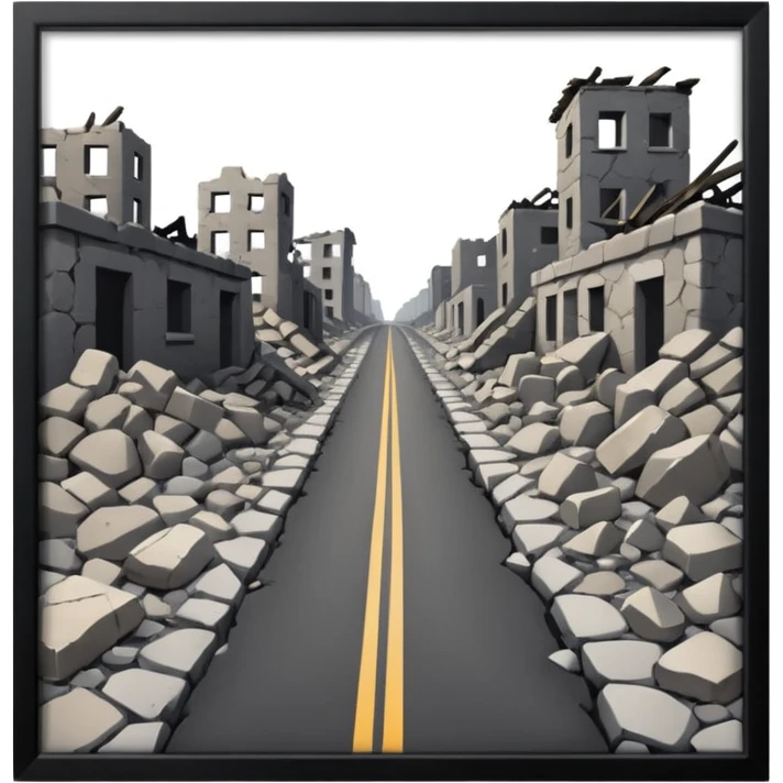 ruined town with horizontal destroyed road emoji
