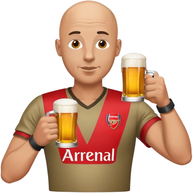 Bald Arsenal fan drinking beer emoji