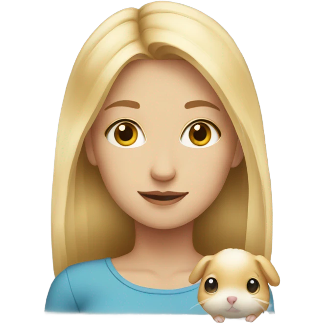 Blonde girl with a hamster emoji